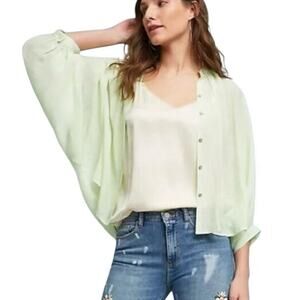 Anthropologie Maeve Light Green Blouse boho bryanna dolman Oversize blouse Top